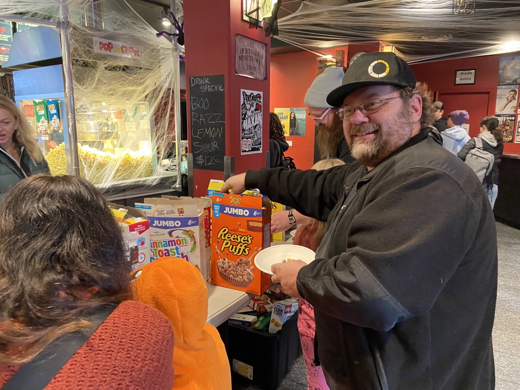 My friend finding his first cereal choice!