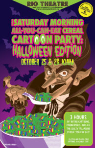 Poster for Saturday Mornig All-You-Can-East Cereal Cartoon Party: Halloween Edition