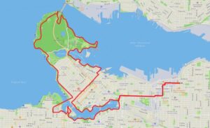 New Year's Eve 2025 ride map including Stanley Park loop and False Creek Seawall