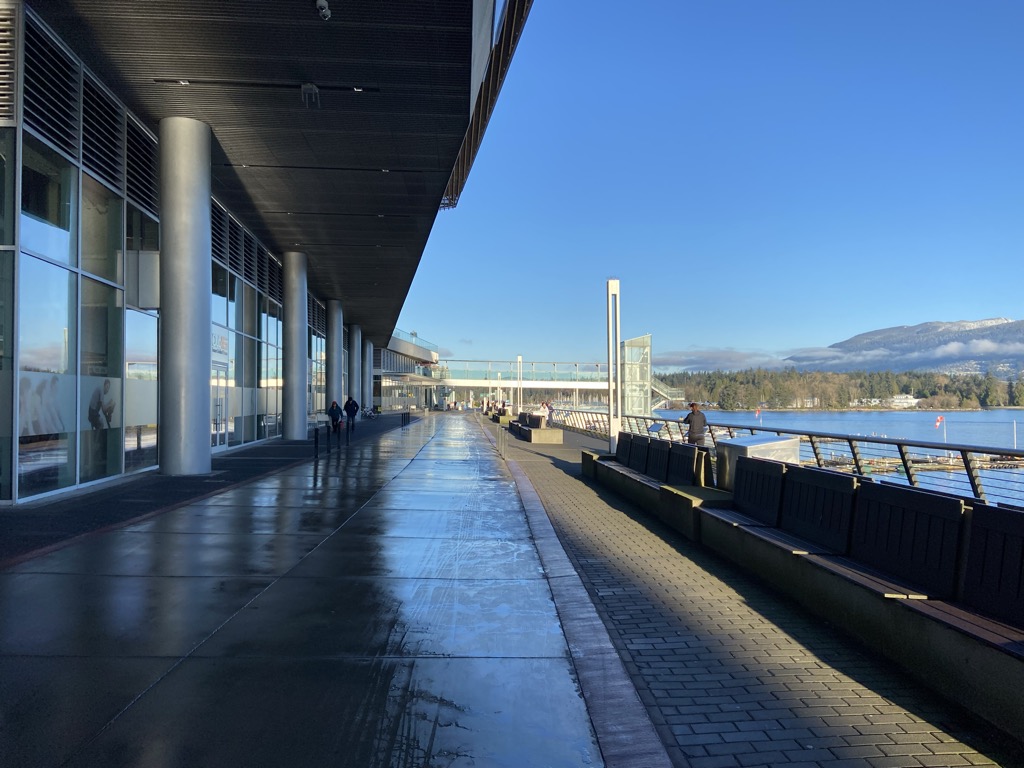 The bike way on the north side of the Vancouver Convention Centre.