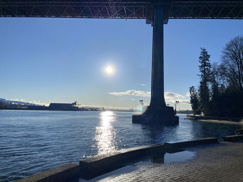 Looking under the Lions Gate Bridge at Propsect Point on the Stanely Park Seawall.