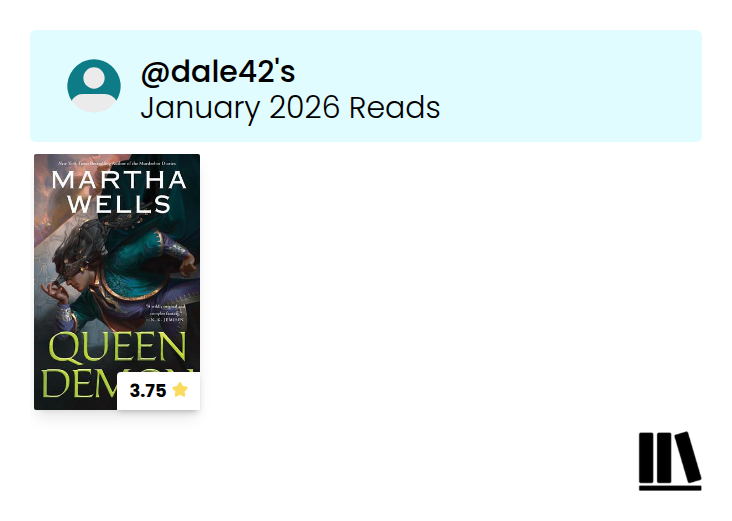 Book cover collage of book read in January 2026 Reads: Queen Demon by Martha Wells